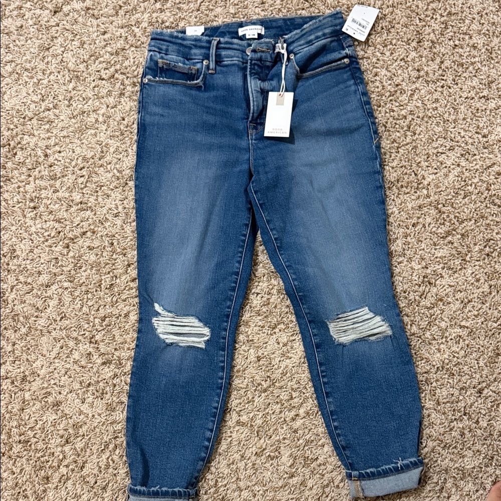 Good American Blue Boyfriend Jeans